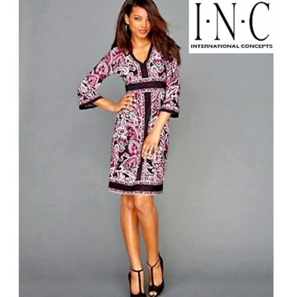 INC Pink Paisley Korea Border Dress Size XS